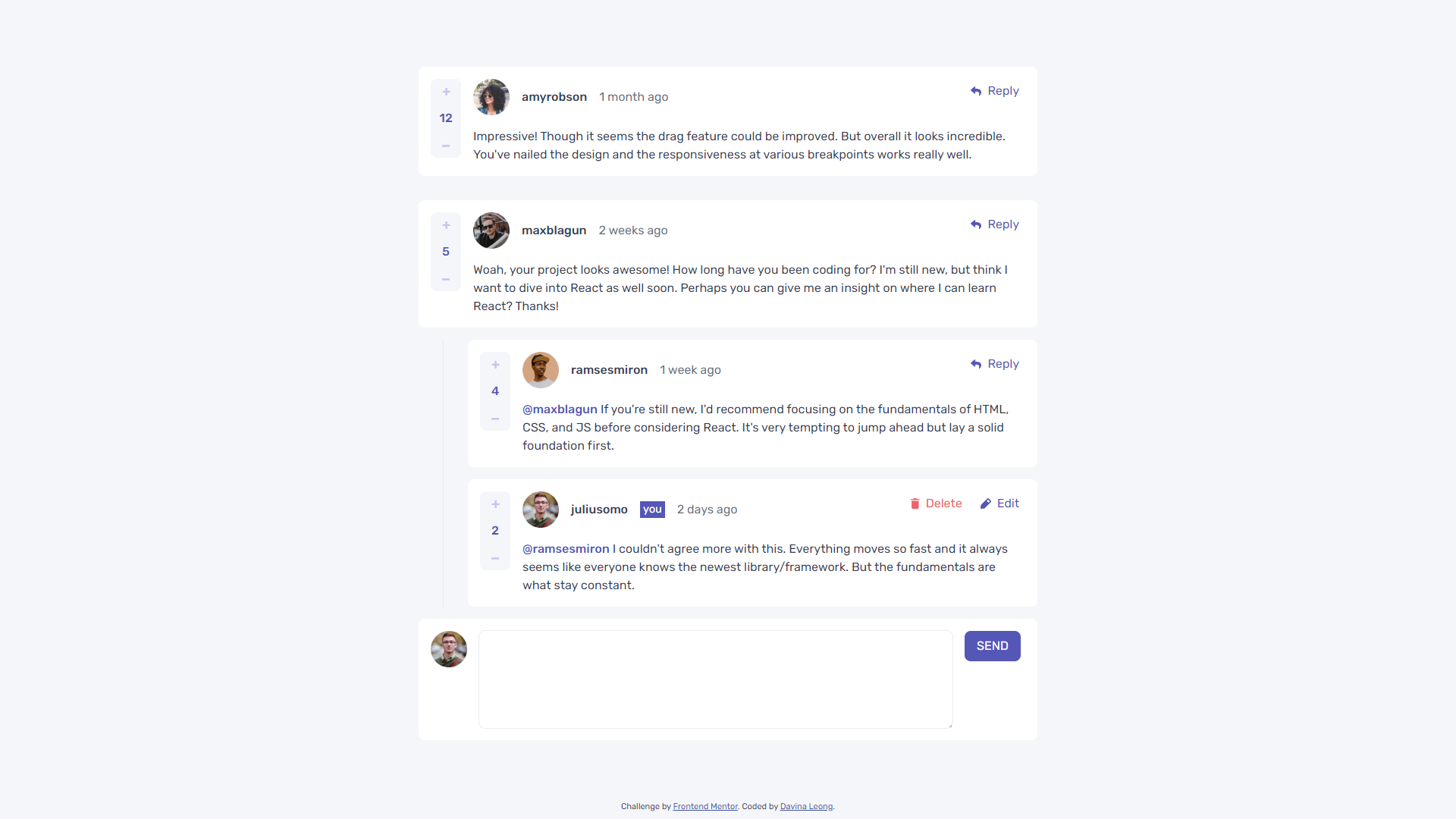 Interactive Comments Section